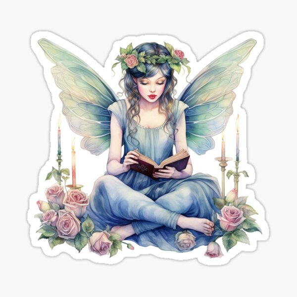 A Fairy Reading A Book Sticker