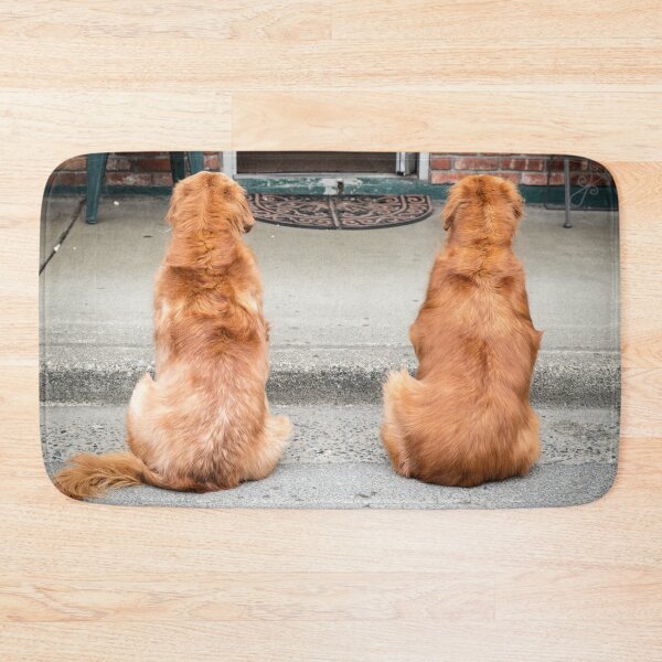 Item preview, Sit and Stay Funny Golden Retriever Street Photography designed and sold by nancyjcreates.