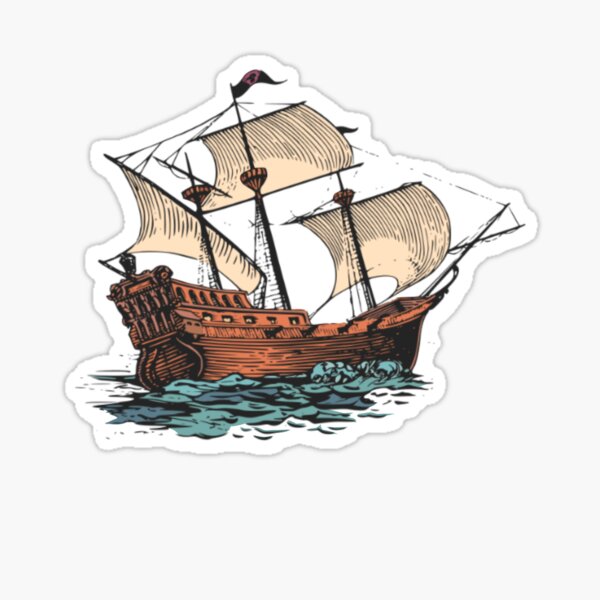 Jolly Roger Flying Ship Transparent Laptop Sticker Peter Pan