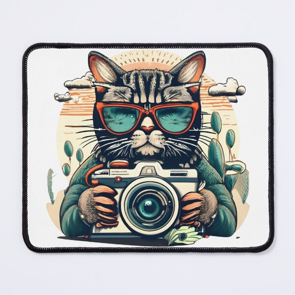 Item preview, antique camera and cat designed and sold by SabyDigitalArt.