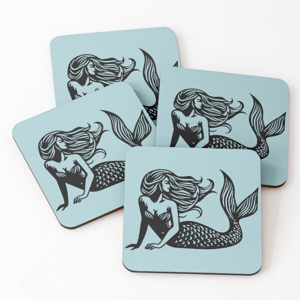 Item preview, Woodcut Mermaid  designed and sold by Texterns.