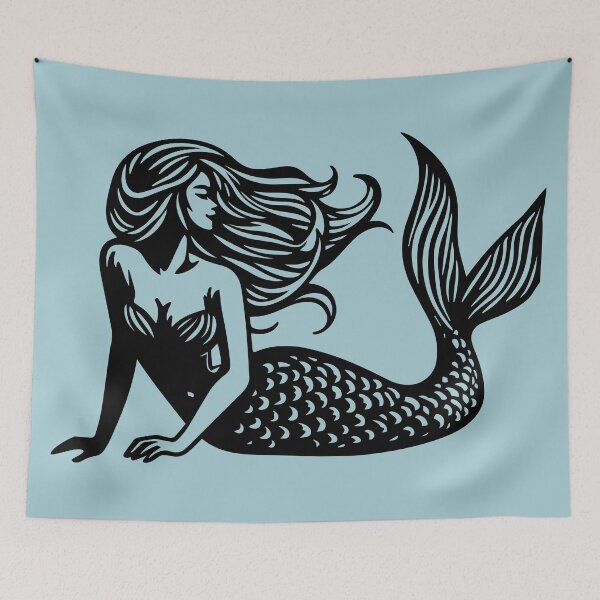 Item preview, Woodcut Mermaid  designed and sold by Texterns.