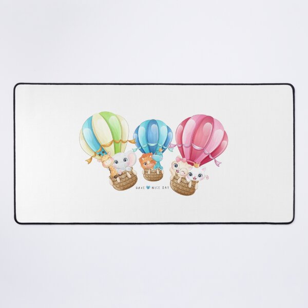 Item preview, cute animal flying with air balloon, cute animal flying on air balloon, animal flying in air balloon designed and sold by GreyStanzione1.