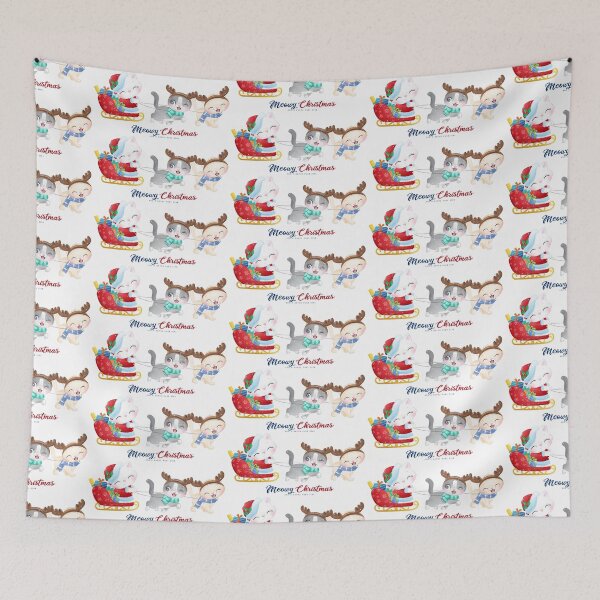 Item preview, cats on reindeer on Christmas, cats pull the sleigh on Christmas, cute cat pull sleigh on Christmas designed and sold by GreyStanzione1.