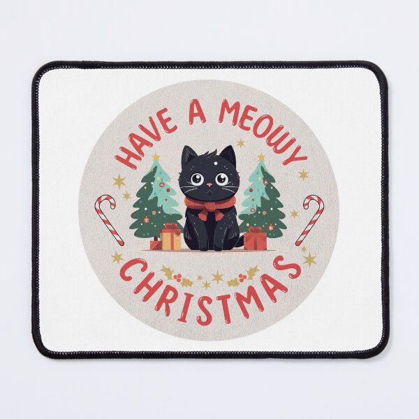 Item preview, Grumpy X mas Black Cat Meowy Christmas Ornament designed and sold by JinJinYoon.