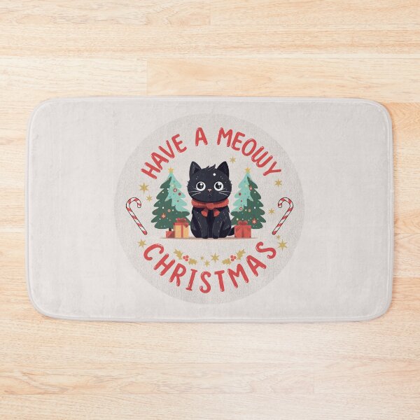 Item preview, Grumpy X mas Black Cat Meowy Christmas Ornament designed and sold by JinJinYoon.