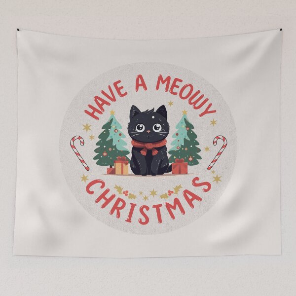 Item preview, Grumpy X mas Black Cat Meowy Christmas Ornament designed and sold by JinJinYoon.