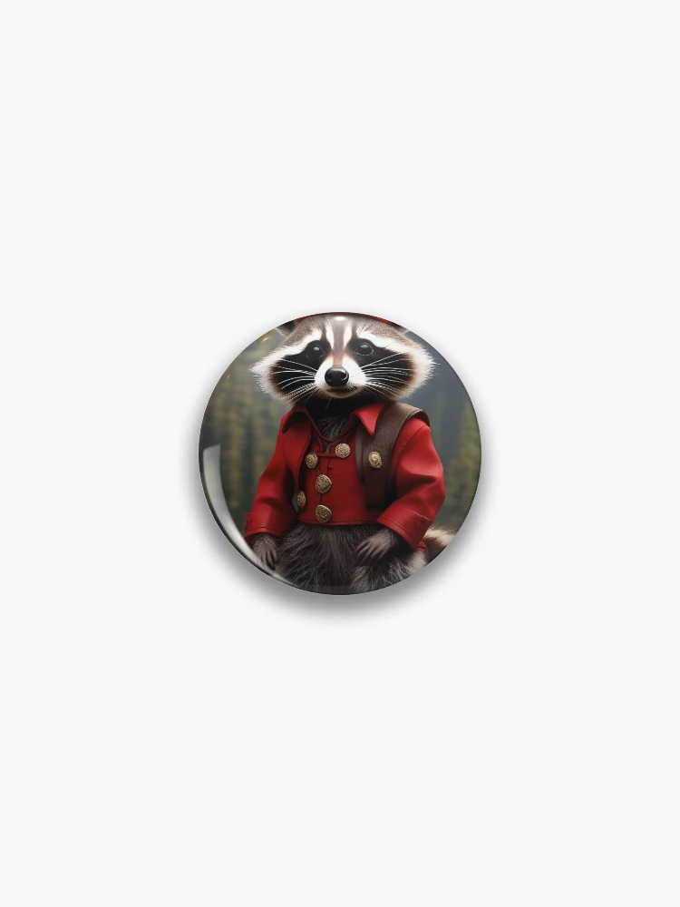 Thumbnail 1 of 3, Pin, CHRISTMAS RACOON designed and sold by PIGCASSOSAIART.