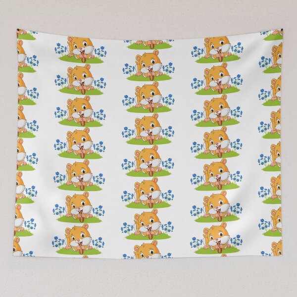 Item preview, cute hamster eating, cartoon hamster eating, hamster eating seed designed and sold by GreyStanzione1.