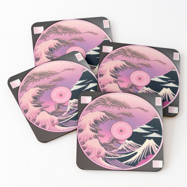 Item preview, Pink Kanagawa Mountains Anime Vinyl LP designed and sold by musicgeniusart.