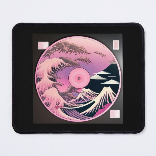 Item preview, Pink Kanagawa Mountains Anime Vinyl LP designed and sold by musicgeniusart.