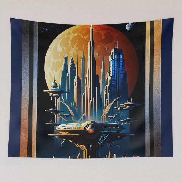 Item preview, Berrellian Cityscape Retro Fusion Artscape Poster Art AI Concept Creation by Xzendor7 designed and sold by Xzendor7 Digital Art Creations.