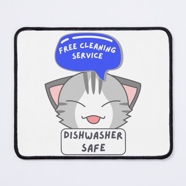 Item preview, Free cleaning service, cute tabby cat, dishwasher safe designed and sold by DuckworthRoad.