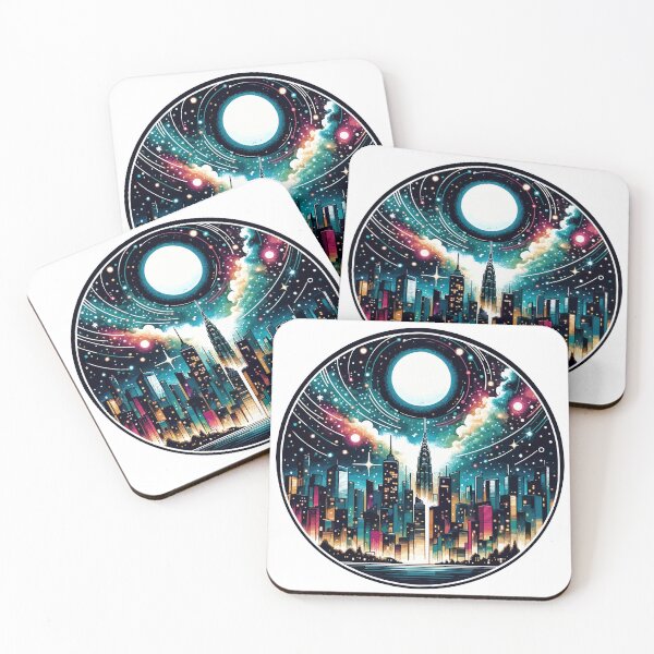 Item preview, Vibrant Cityscape Under Starry Sky designed and sold by OniumEth.