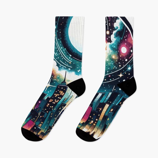 Item preview, Vibrant Cityscape Under Starry Sky designed and sold by OniumEth.