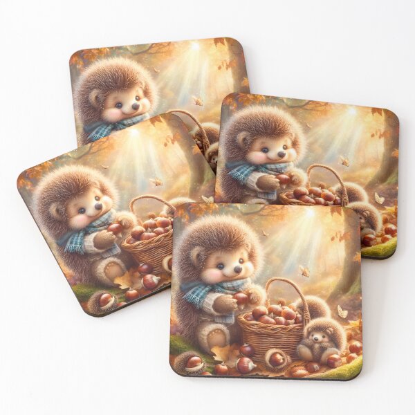 Item preview, Hedgehogs picking Chestnuts - Customizable with a name of your choice designed and sold by DreamyEscapism.
