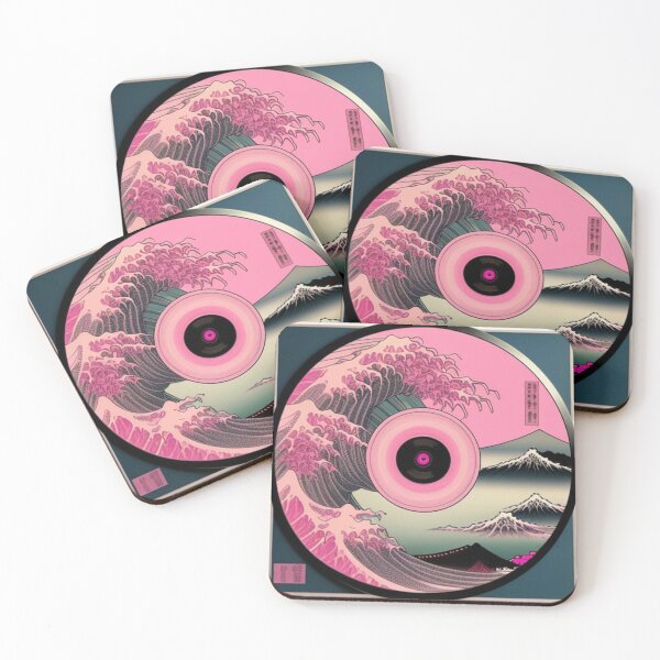 Item preview, Pink and Blue Japanese Hokusai Landscape Vinyl designed and sold by musicgeniusart.