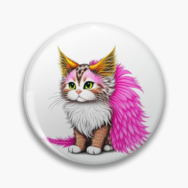 Item preview, Fluffy Kitty with Pink Wings designed and sold by Violet Grant.