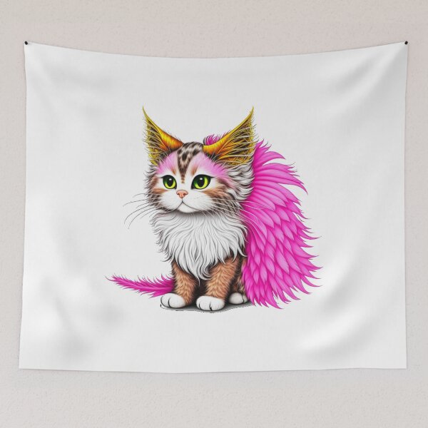 Item preview, Fluffy Kitty with Pink Wings designed and sold by Violet Grant.