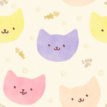 Artwork thumbnail, Pastel kittens pattern by InversionGraph