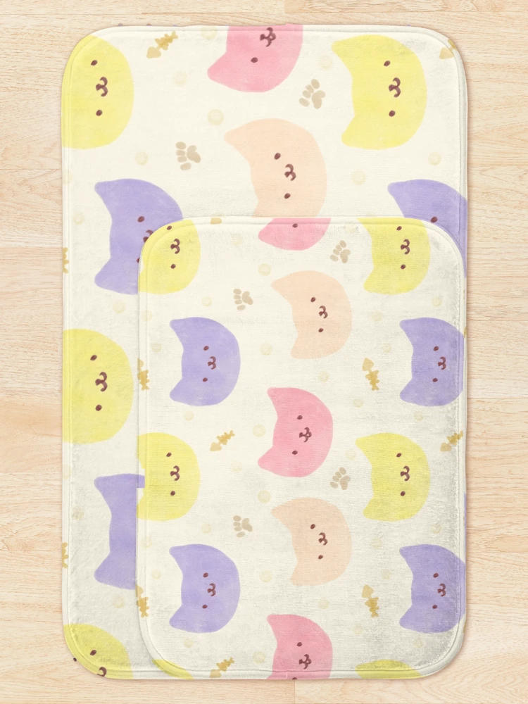 Thumbnail 5 of 6, Bath Mat, Pastel kittens pattern designed and sold by InversionGraph.