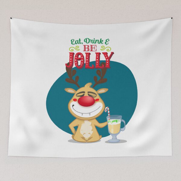 Item preview, Christmas: Reindeer Drinking Eggnog. Eat, Drink & Be Jolly designed and sold by TaraTs.