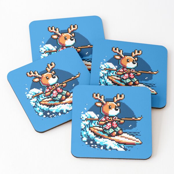 Item preview, Surfing Reindeer: 8-Bit Holiday Wave designed and sold by PixelPunkster.