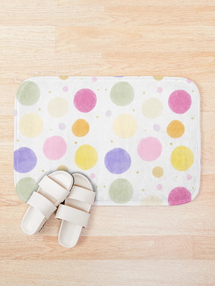 Thumbnail 1 of 6, Bath Mat, Color Circle Dot Pattern designed and sold by InversionGraph.