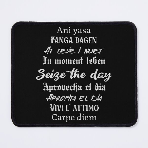 Item preview, Seize the day 9 languages, white letters  designed and sold by AychtuoImages.