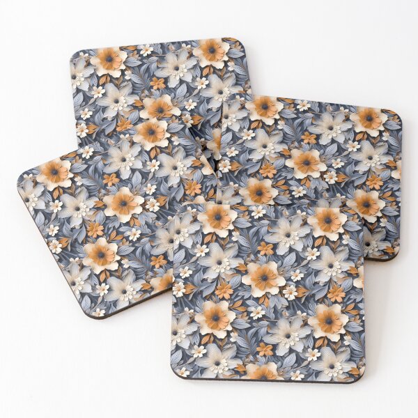 Item preview, Peach Navy Blue Ivory Paper Origami Flower Pattern designed and sold by wasootch.