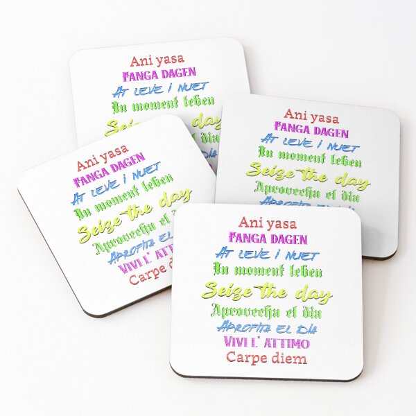 Item preview, Seize the day 9 languages, color letters  designed and sold by AychtuoImages.