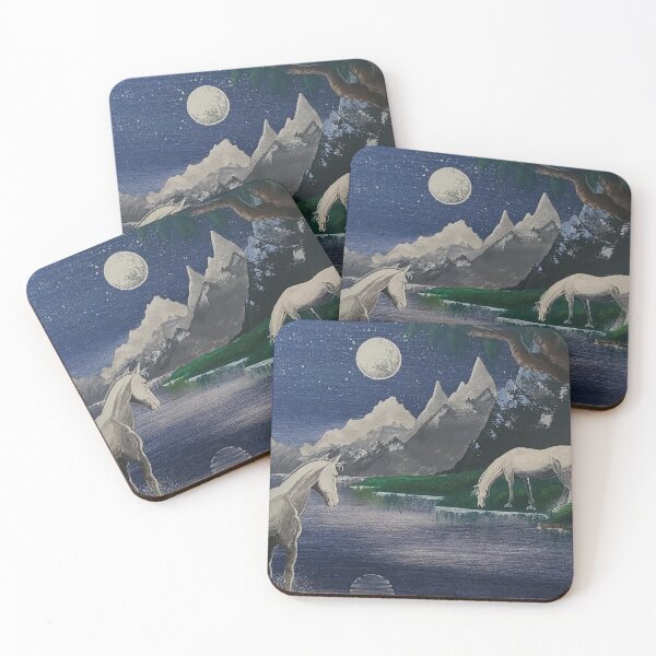 Item preview, White Horses by a Moonlit Lake designed and sold by JoJoPonies.