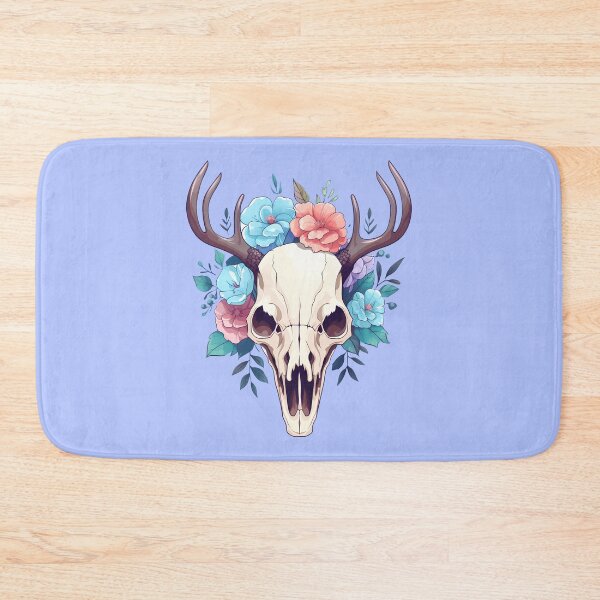 Item preview, Blue Pastel Floral Deer Skull Design designed and sold by meganohm.
