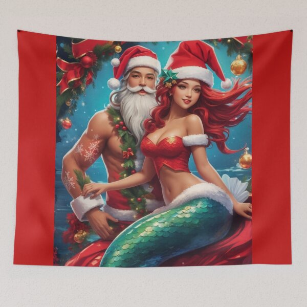 Item preview, Sexy Christmas Mermaid and Santa designed and sold by SirenasWorld.