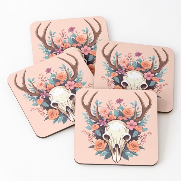 Item preview, Peachy Deer Skull Rustic Floral Charm designed and sold by meganohm.