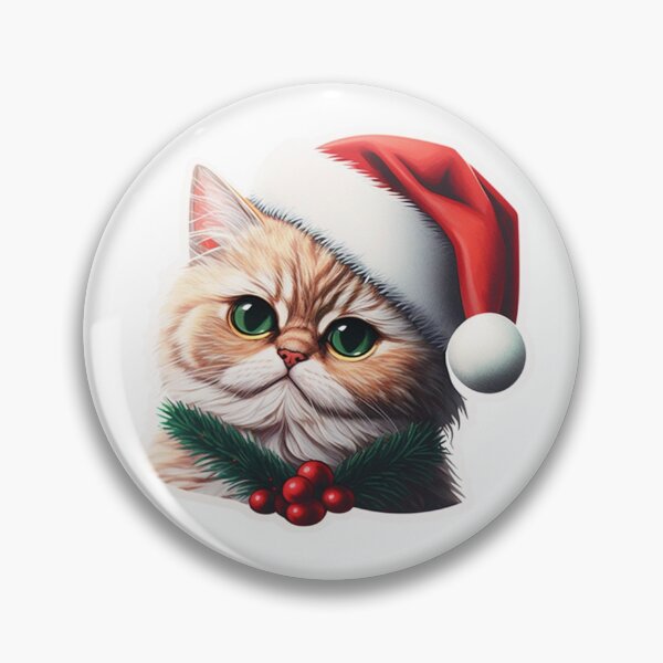 Item preview, Santa Claus Cat Kitten Christmas Sticker Pin Gift Cute designed and sold by MainEventMedia.
