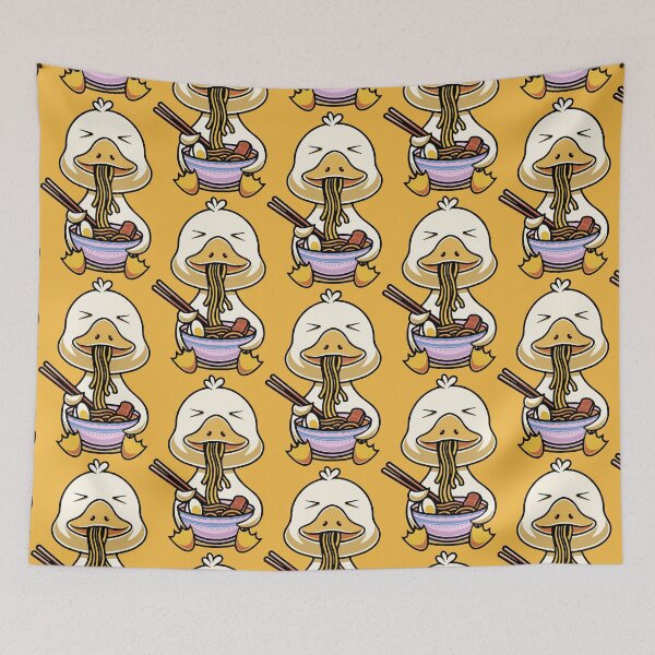 Item preview, Cute duck eating ramen cartoon illustration designed and sold by cubbone.