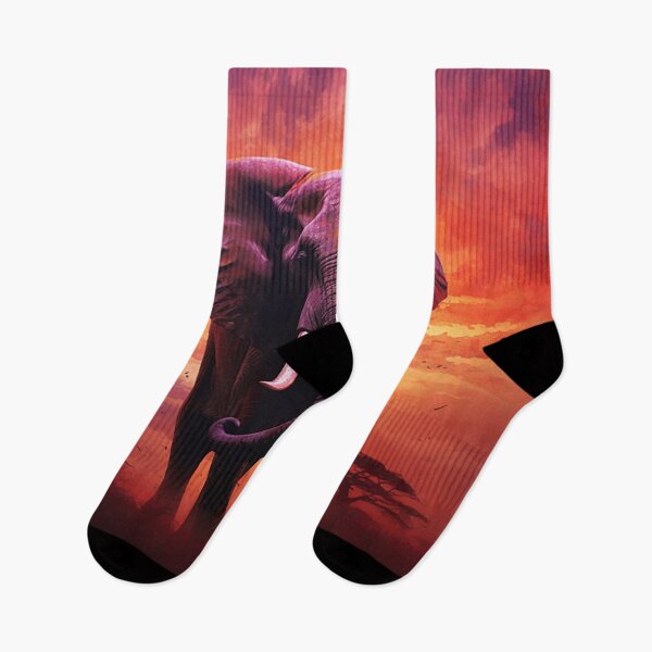 Item preview, Savannah Sunset Elephant - Majestic African Scene in Reds, Oranges, and Purples designed and sold by PaintbrushPlace.