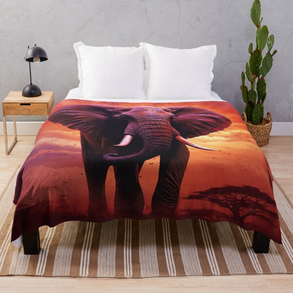 Item preview, Savannah Sunset Elephant - Majestic African Scene in Reds, Oranges, and Purples designed and sold by PaintbrushPlace.