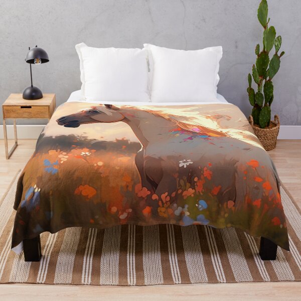 Item preview, Wildflower Elegance - Graceful Horse in Nature's Bloom, Vibrant Meadow Art designed and sold by PaintbrushPlace.