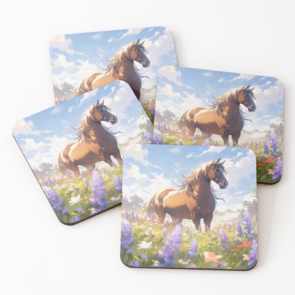 Item preview, Nature's Symphony - Elegant Horse Amidst Vibrant Wildflower Meadows designed and sold by PaintbrushPlace.