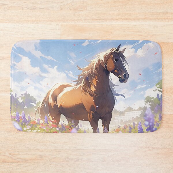 Item preview, Nature's Symphony - Elegant Horse Amidst Vibrant Wildflower Meadows designed and sold by PaintbrushPlace.