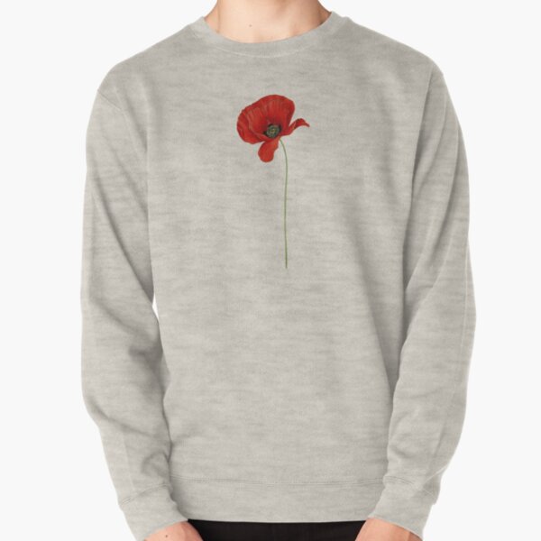 RED POPPY FLOWER PRINT Pullover Sweatshirt