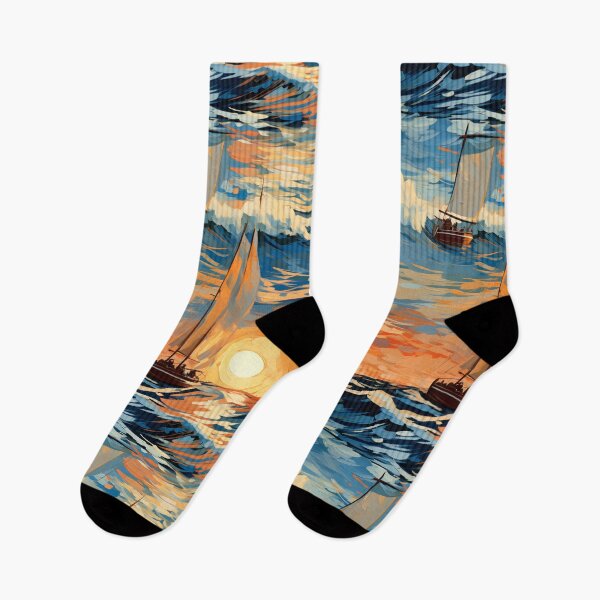 Item preview, Impressionistic Sunrise Sailboat Journey in Azure Waves designed and sold by polonuim210.