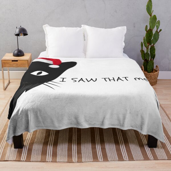 Item preview, A black cat with a beard and a Christmas hat says,  I saw that meow. designed and sold by attakorn.