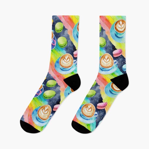 Item preview, Macarons and Coffee on Rainbows in Space designed and sold by craftyvixenart.