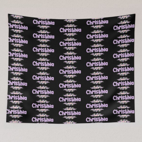 Item preview, Purple Flower Christina Name Label (Black) designed and sold by NormadWorld.