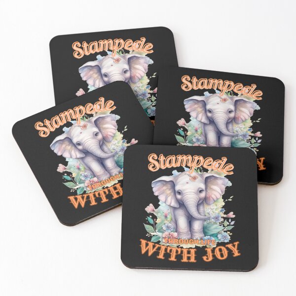 Item preview, Stampede Through Life with Joy. elephant portrait designed and sold by ElephantVibes.