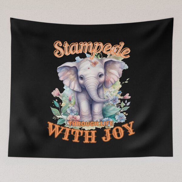 Item preview, Stampede Through Life with Joy. elephant portrait designed and sold by ElephantVibes.