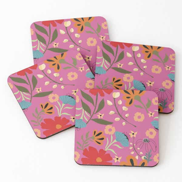 Item preview, Vibrant Bohemian Chic Floral Explosion on Pink Background  designed and sold by ahahdodo.